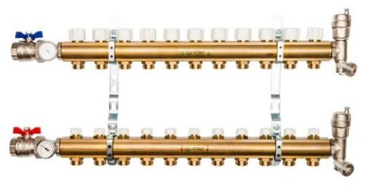 Stout 1"x3/4" на 11 выходов коллектор для радиаторного отопления из латуни (SMB-0468-000011)