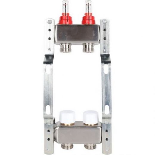 Rommer коллектор 1"x3/4", 2 контура с расходомерами из нерж. стали RMS-1200-000002