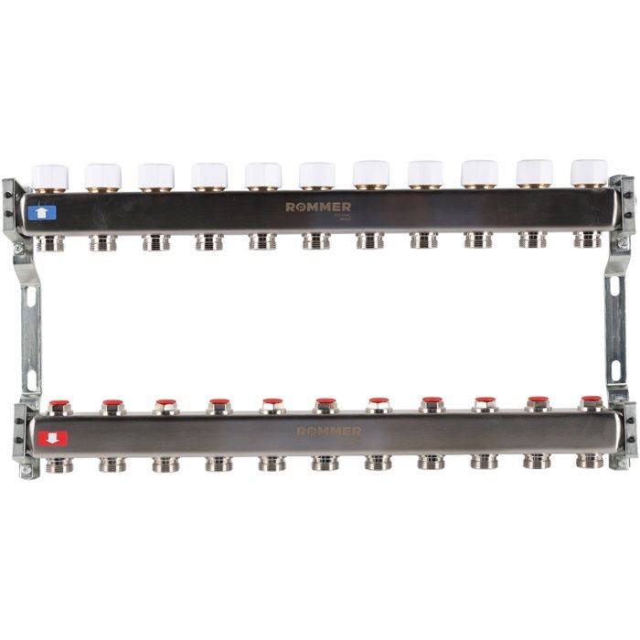 Rommer коллектор 1"x3/4", 11 контуров с запорными клапанами из нерж. стали RMS-3200-000011