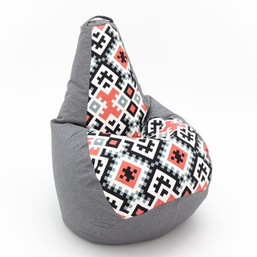 Кресло-груша (мешок) МИКС  из рогожки и велюра (Канзас)