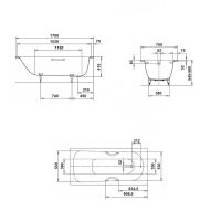 Стальная ванна Kaldewei Saniform Plus 363-1 170x70 111800013001 с покрытием Easy-clean схема 8