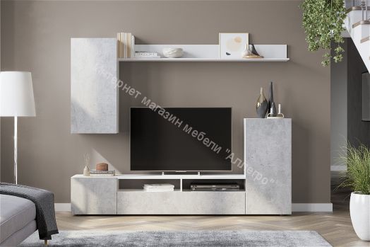 Гостиная МГС 4 Белый/Цемент светлый