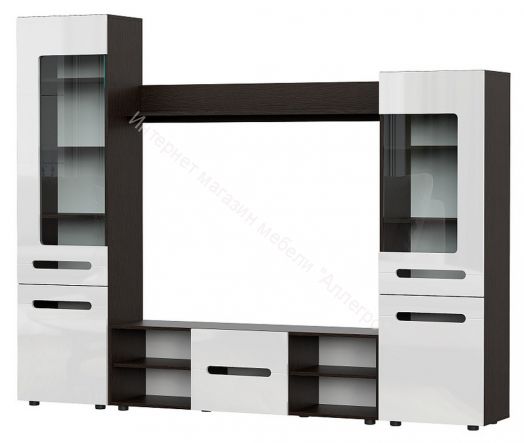 Гостиная МГС 6 исполнение 1 Венге/Белый глянец