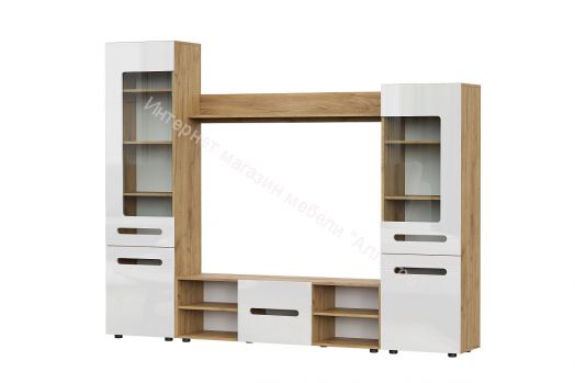 Гостиная МГС 6 исполнение 1 Дуб золотой/Белый глянец