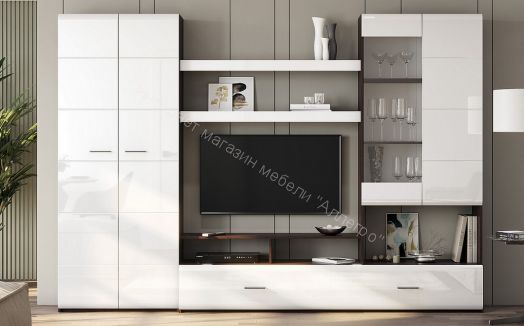 Гостиная МГС 7 исполнение 1 Венге/Белый глянец