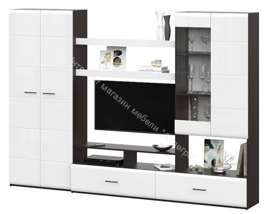 Гостиная МГС 7 исполнение 1 Венге/Белый глянец