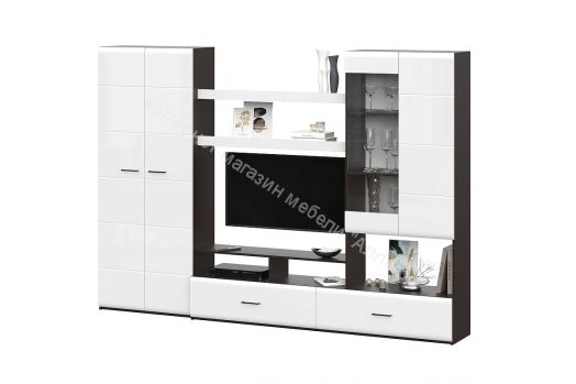 Гостиная МГС 7 исполнение 1 Венге/Белый глянец