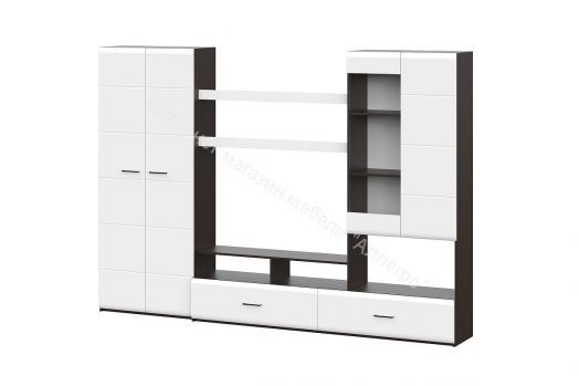 Гостиная МГС 7 исполнение 1 Венге/Белый глянец