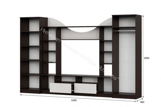 Гостиная МГС 8 исполнение 1 Дуб Венге/Ясень анкор светлый