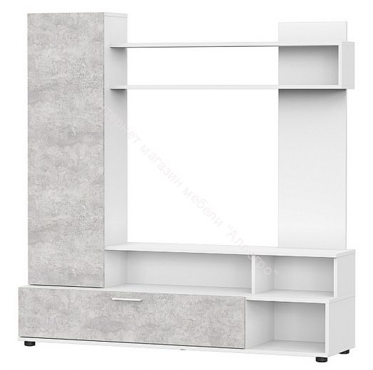 Гостиная МГС 9 Цемент светлый/Белый