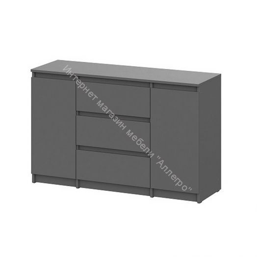 Комод 3 ящика двухстворчатый Денвер Графит серый