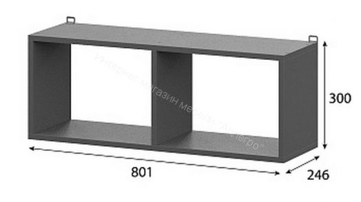 Полка книжная Денвер Графит серый