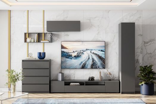 Полка книжная Денвер Графит серый