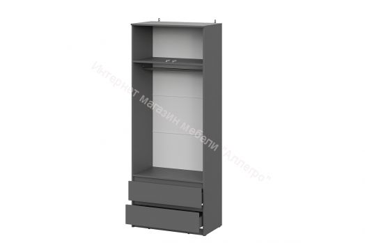 Шкаф двухстворчатый с ящиками Денвер Графит Серый