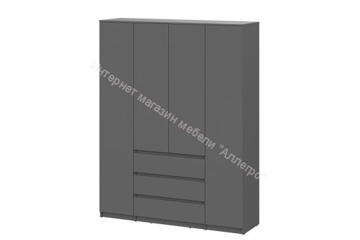 Шкаф четырехстворчатый Денвер Графит Серый