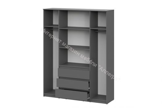 Шкаф четырехстворчатый Денвер Графит Серый