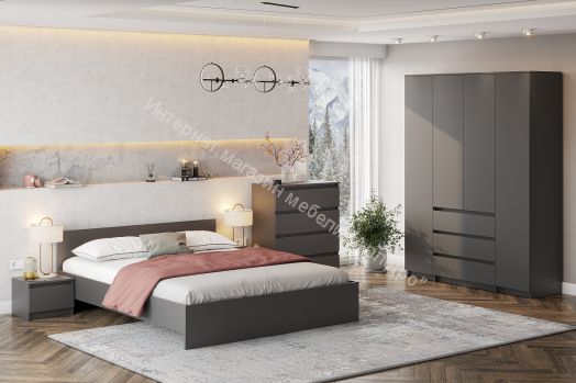 Тумба прикроватная Денвер Графит Серый