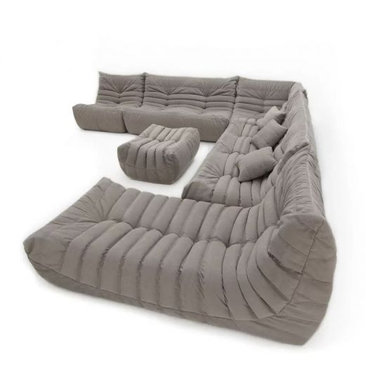 Бескаркасное кресло угловое ФРАНЦУЗ  из микровелюра (Бежевый)