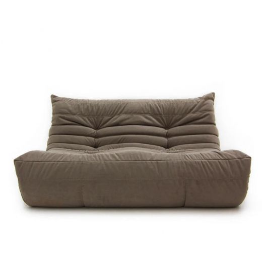 Бескаркасный диван 2-х местный ФРАНЦУЗ  из микровелюра (Коричневый)