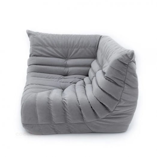 Бескаркасное кресло угловое ФРАНЦУЗ  из микровелюра (Серый)