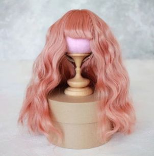 Волосы для кукол Кудри (парик) с чёлкой (коралловый), 30-35 см