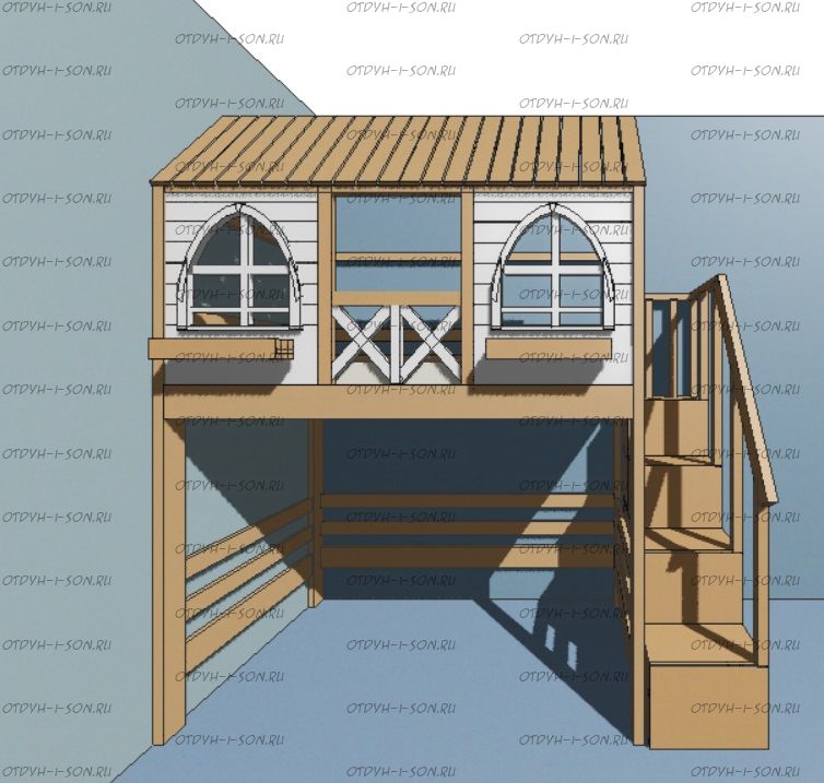 Кровать-чердак Домик Прованс Felicia №3А