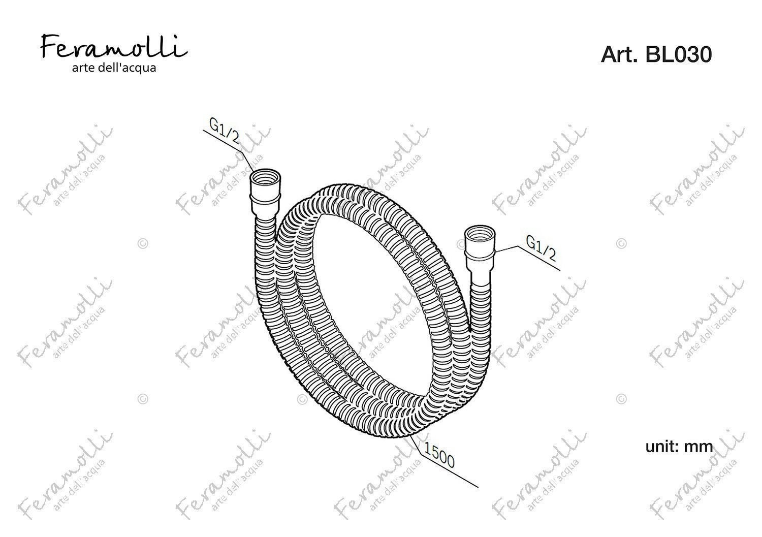 Шланг для душа Feramolli BL030 (1500мм.), черный схема 2