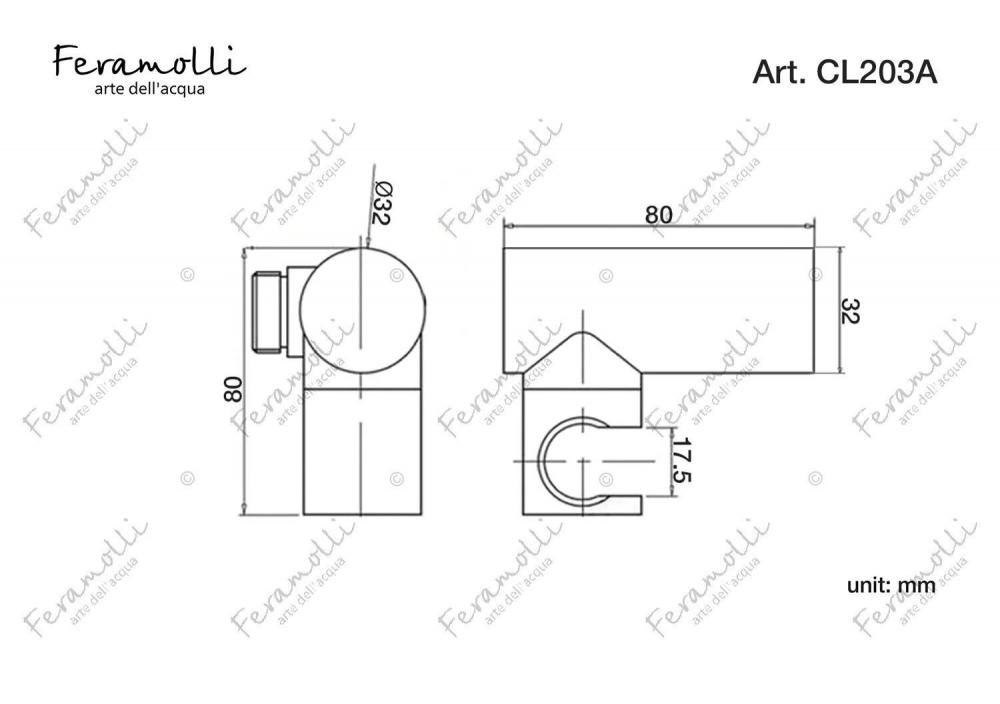 Держатель ручного душа Feramolli CL203A, хром схема 2