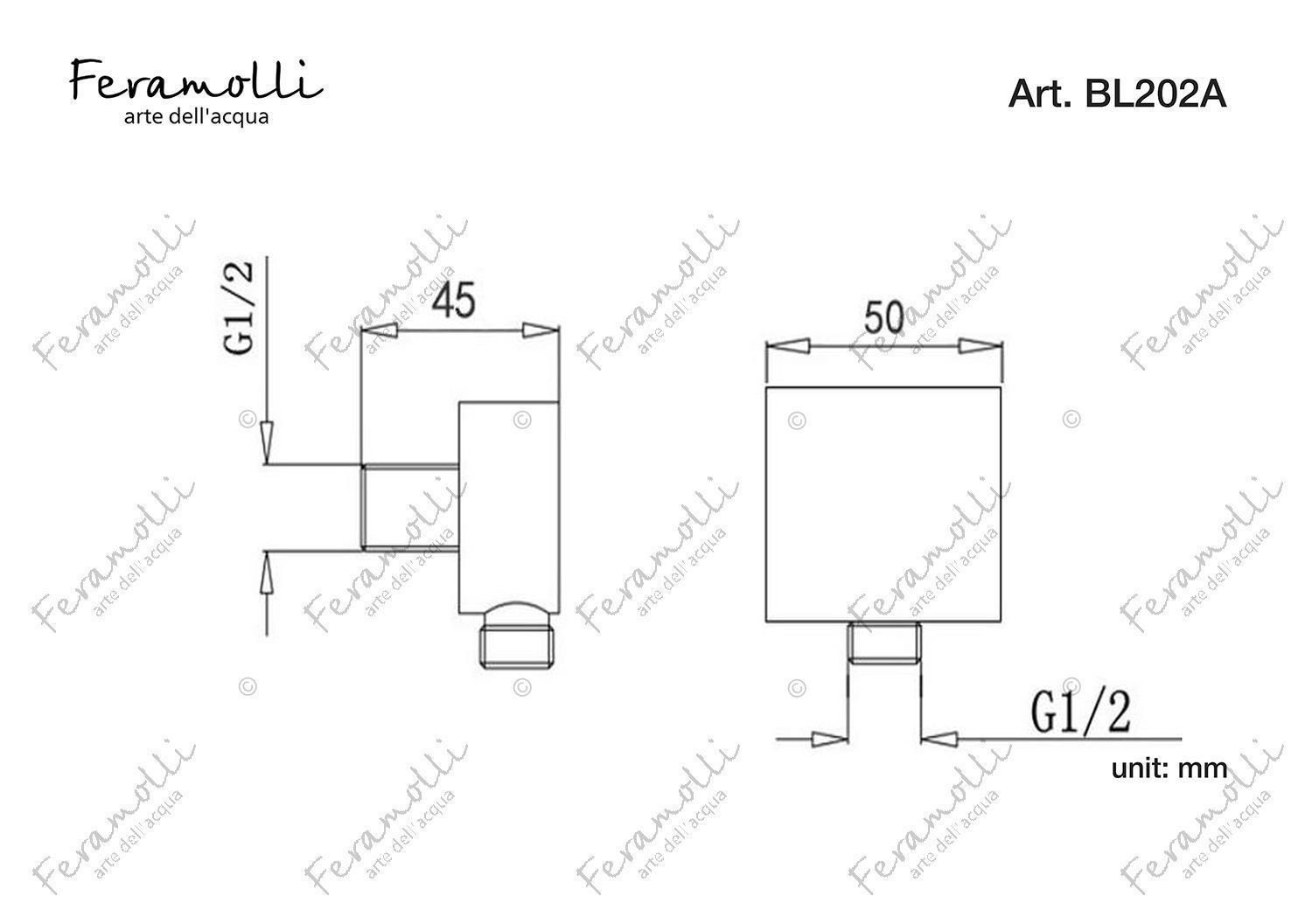 Подключение для шланга Feramolli BL202A, черный схема 2