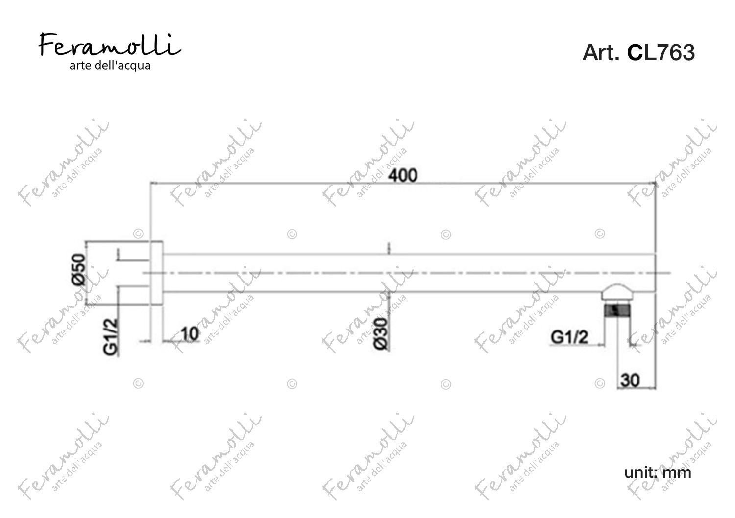 Настенный кронштейн Feramolli CL763, хром схема 2