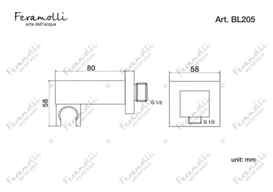 Подключение для шланга с держателем Feramolli BL205, черный ФОТО