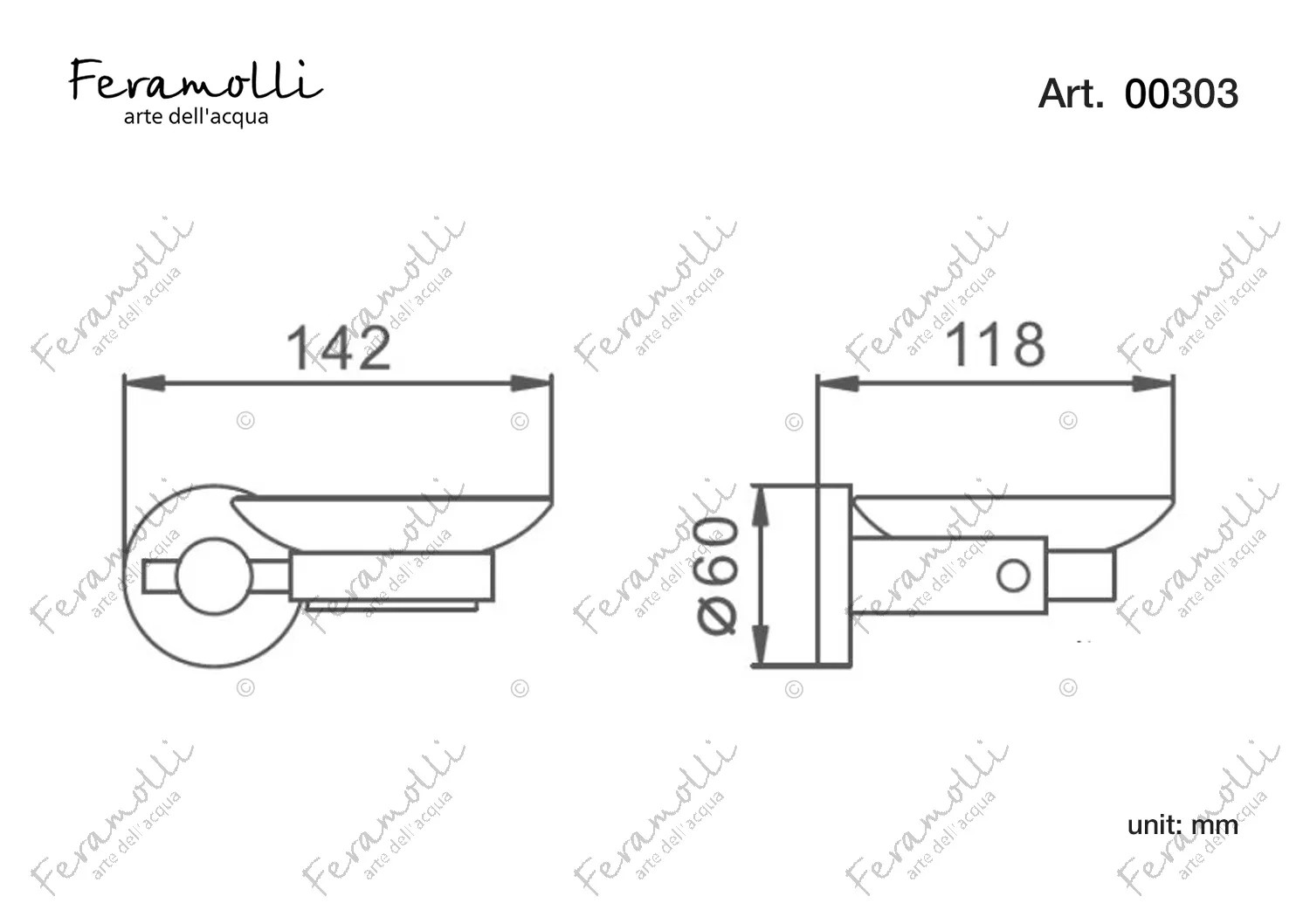 Мыльница Feramolli GL303, золото схема 2