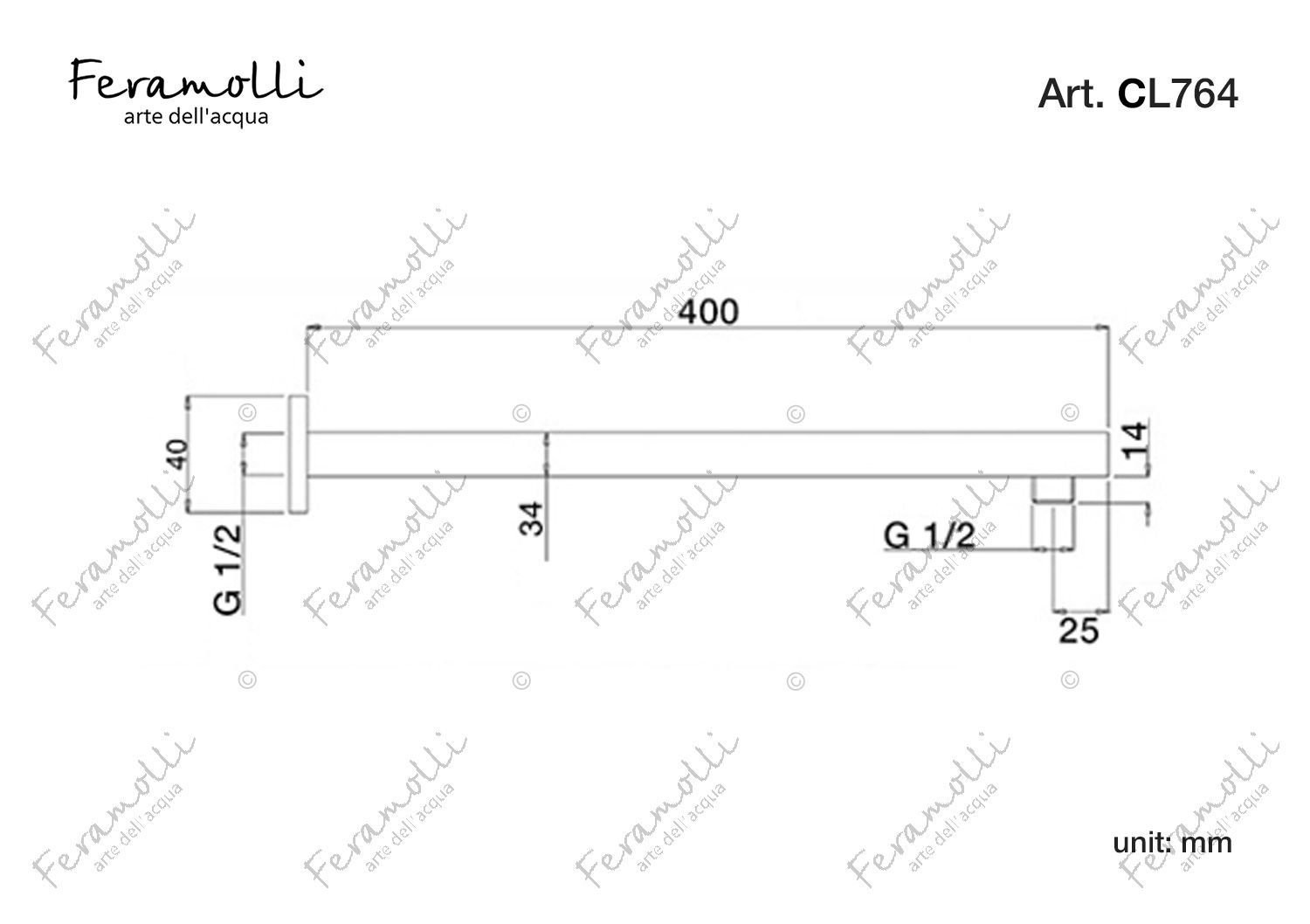 Настенный кронштейн Feramolli CL764, хром схема 2