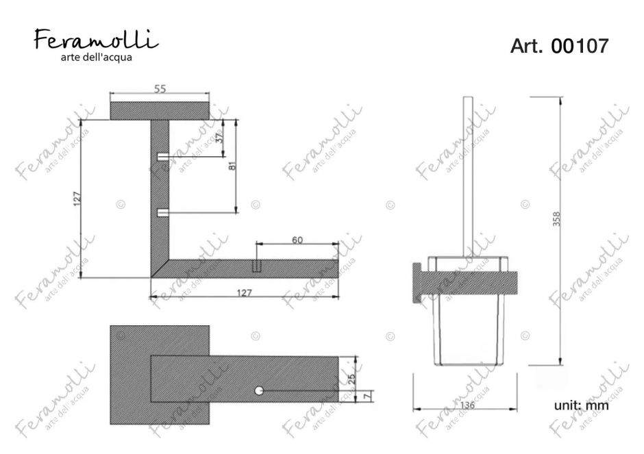 Ершик для туалета Feramolli GL107, золото