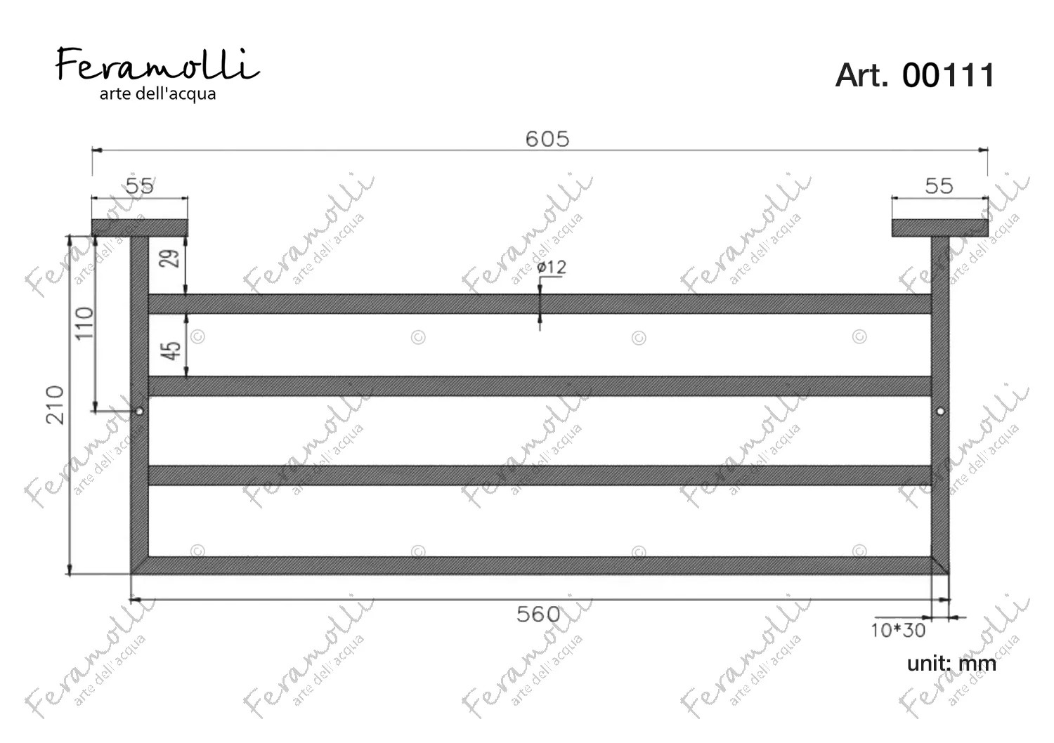 Держатель для полотенец Feramolli CL111, хром схема 2