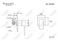 Смеситель однорычажный скрытого монтажа Feramolli BL629, черный схема 2