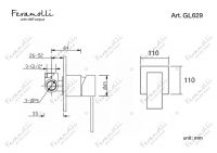 Смеситель однорычажный скрытого монтажа Feramolli GL629, золото схема 2