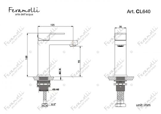 Смеситель для раковины Feramolli CL640, хром ФОТО