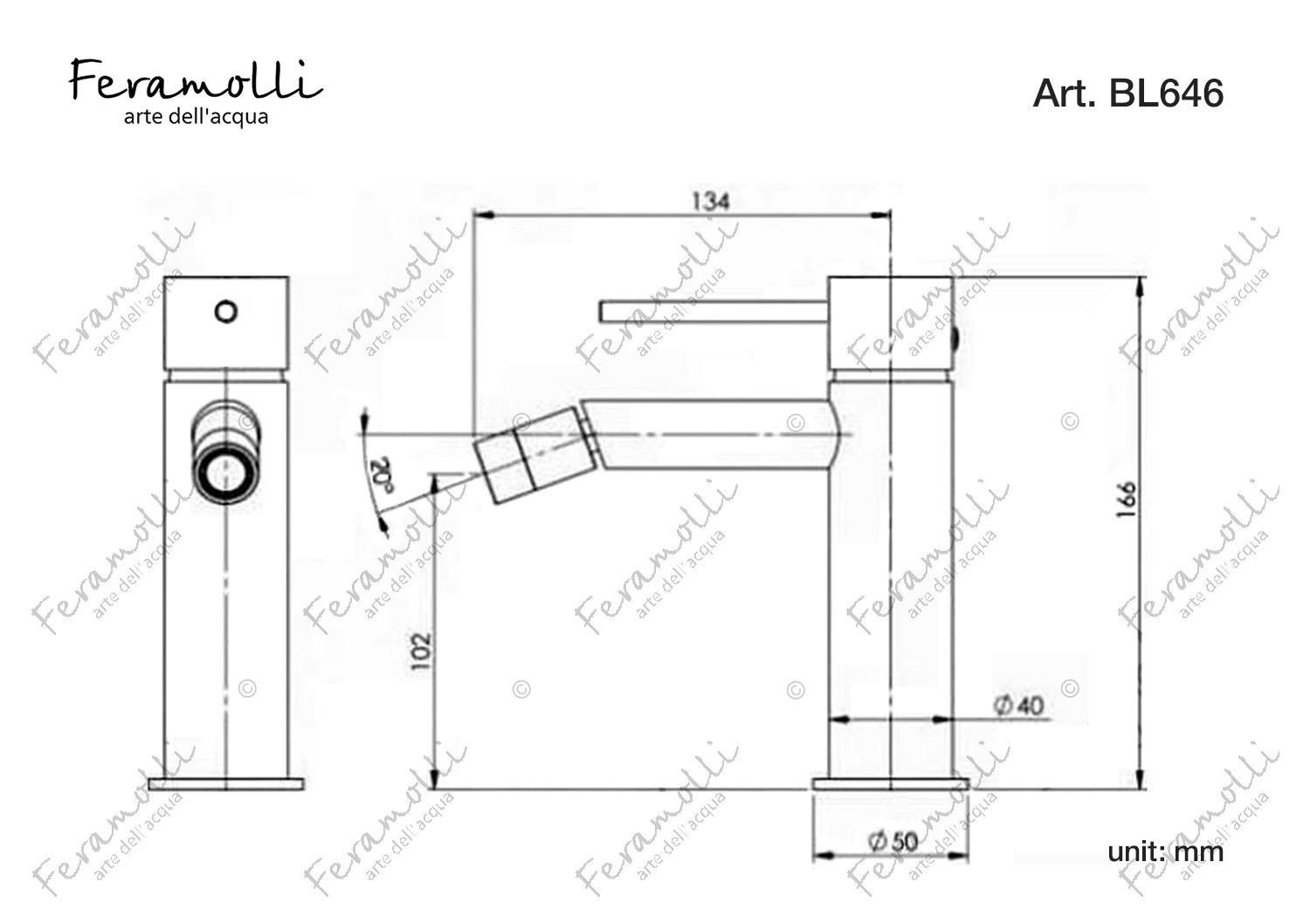 Смеситель для биде Feramolli BL646, черный схема 2