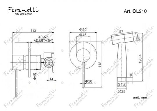 Гигиенический душ Feramolli CL210, хром ФОТО