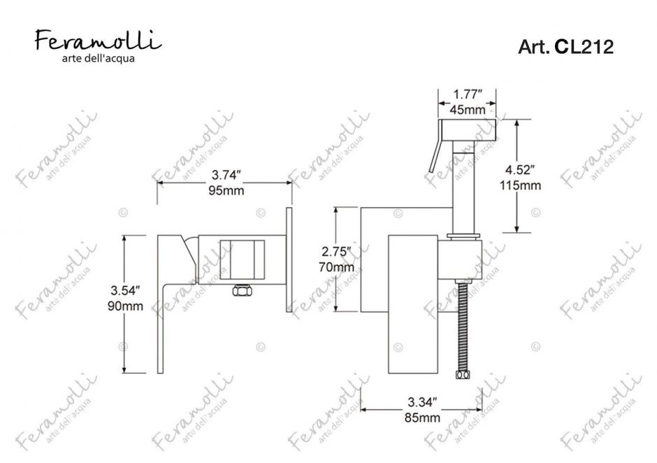 Смеситель с гигиеническим душем Feramolli CL212, хром ФОТО