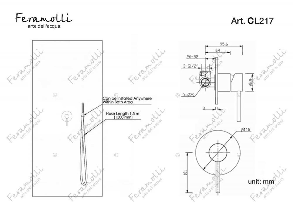 Комплект для душа Feramolli CL217, хром схема 2