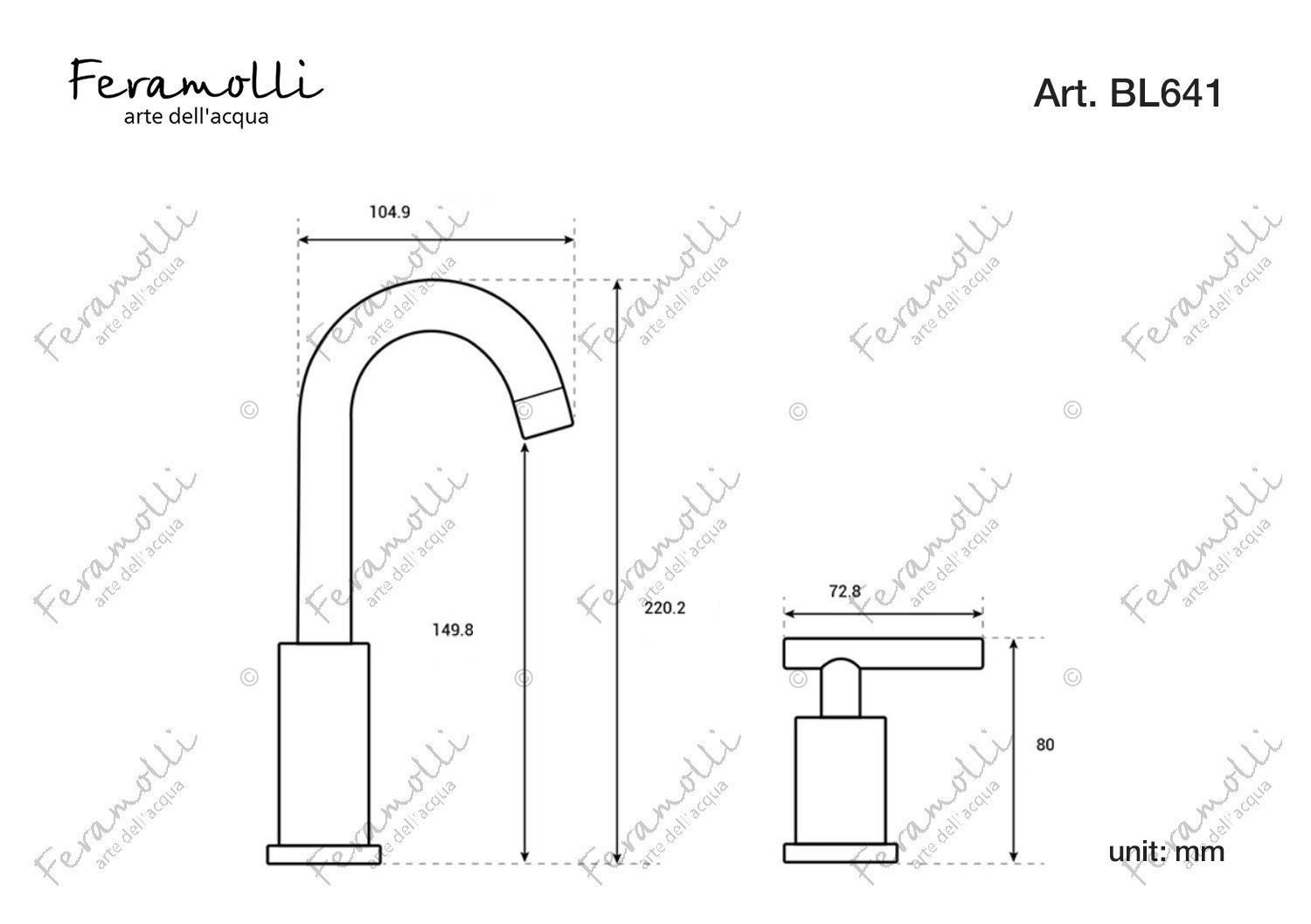 Смеситель для раковины Feramolli BL641, черный схема 2