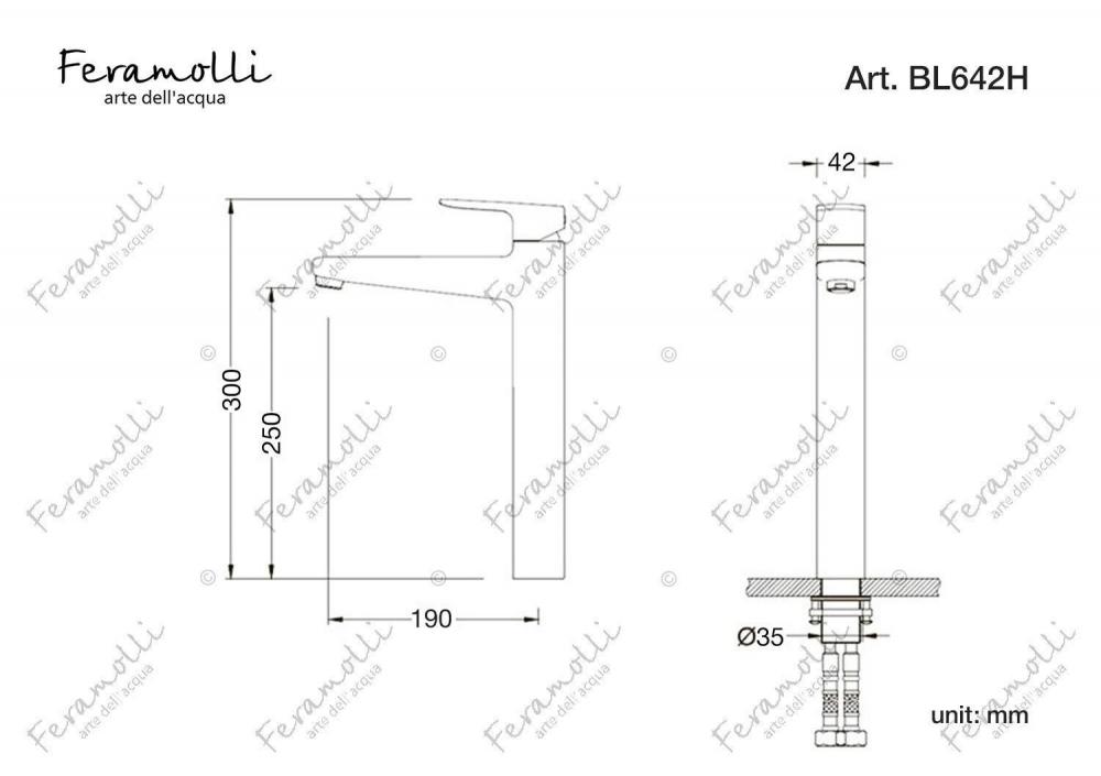 Смеситель для отдельностоящей раковины Feramolli BL642H, черный схема 2