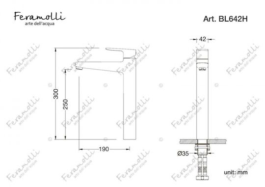 Смеситель для отдельностоящей раковины Feramolli BL642H, черный ФОТО