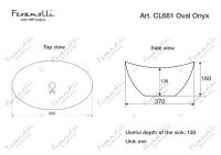 Раковина накладная Feramolli CL681 Oval Onyx, черный 60х37 схема 2