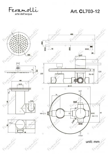 Душевая система Feramolli CL703-12 (30см.), хром ФОТО