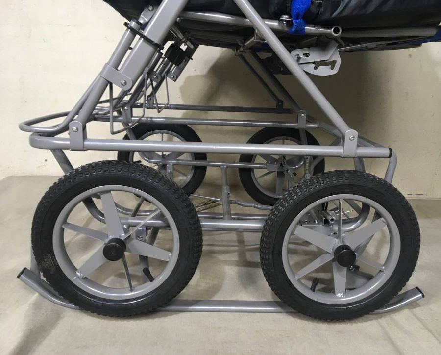 Санки-коляска для двойни (самолет+пожарная машина)