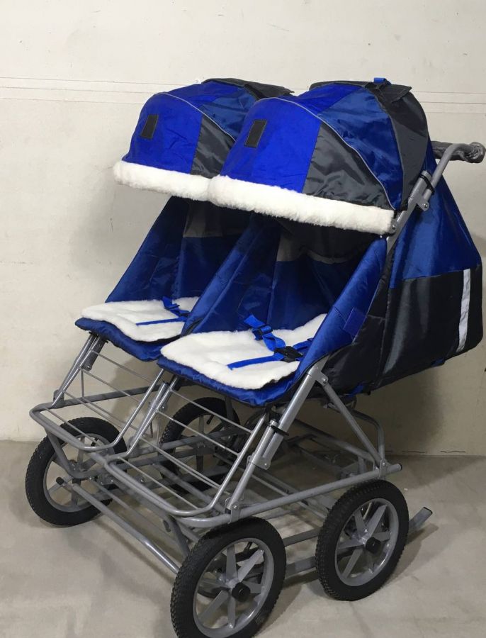 Санки-коляска для двойни (самолет+пожарная машина)