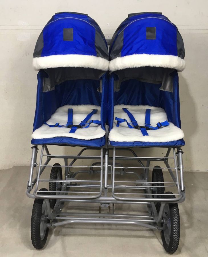 Санки-коляска для двойни (самолет+пожарная машина)